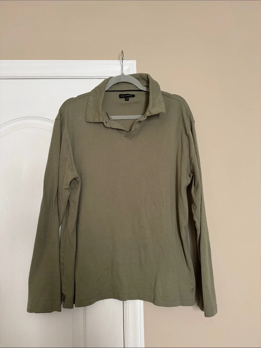 Banana Republic Olive Green Long-Sleeve Polo